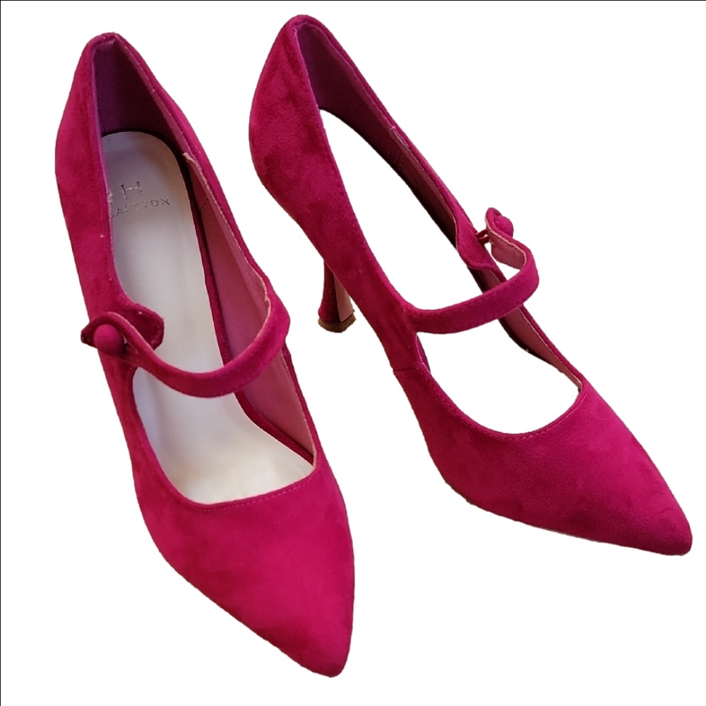 Halston Heritage Sicilys Pink Vegan Suede Closed Toe Mary Jane Heels Size 9